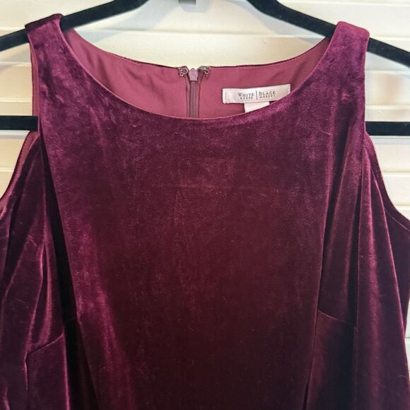 White House Black Market Long Velvet Dress Burgundy Holiday Gown Cold Shoulder S - Picture 3 of 13